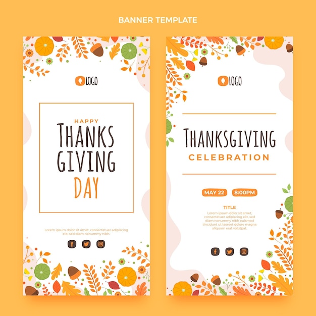 Free vector flat thanksgiving vertical banners set