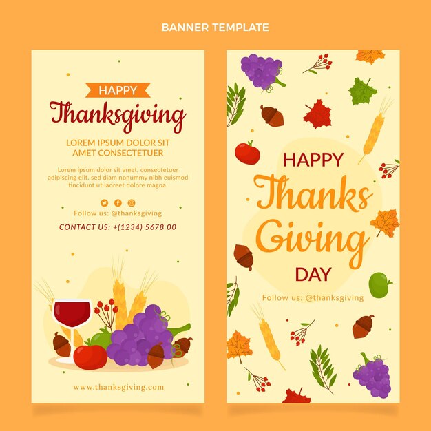 Flat thanksgiving vertical banners set