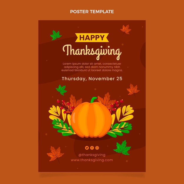 Free vector flat thanksgiving vertical poster template