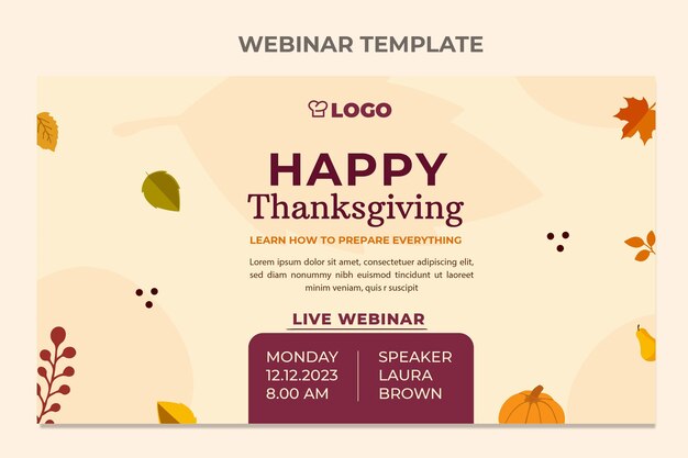 Flat thanksgiving webinar template