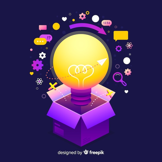 Flat thinking concept dark background