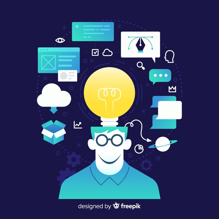 Free Vector flat thinking concept dark background