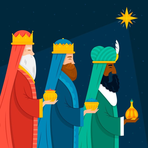 Flat three wise men illustration