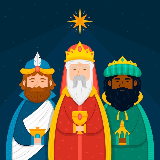 Бесплатное векторное изображение Плоская иллюстрация трех мудрецов