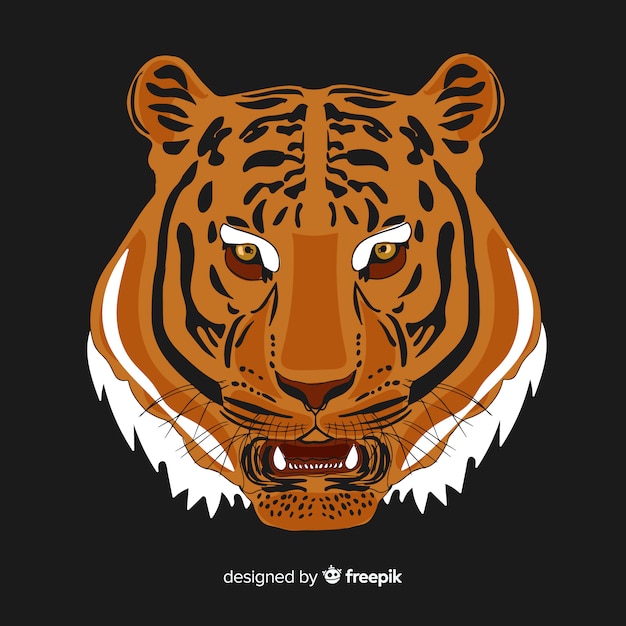 Free vector flat tiger head