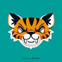 Free vector flat tiger head