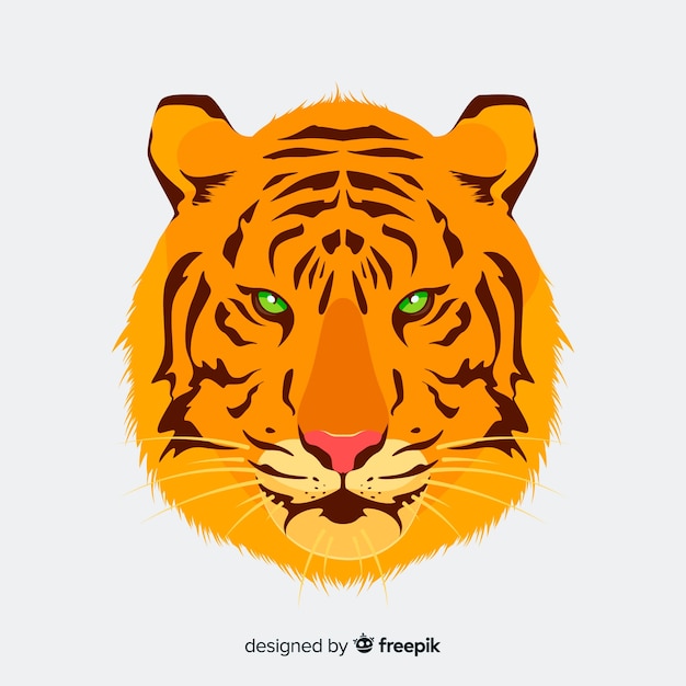 Бесплатное векторное изображение Плоская тигровая голова