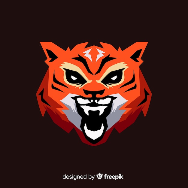 Free vector flat tiger head