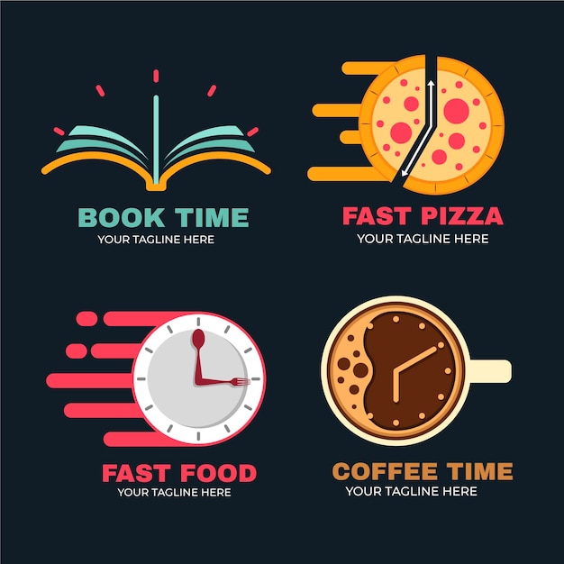 Free vector flat time logo collection