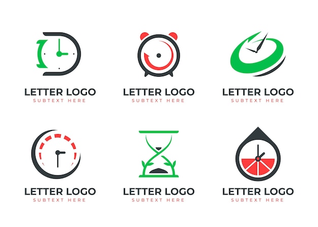 Flat time logo collection