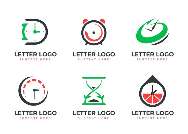 Flat time logo collection