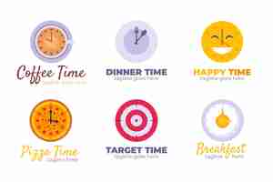 Free vector flat time logo collection