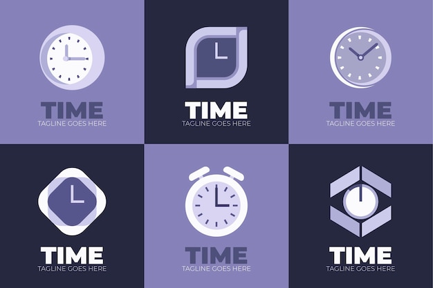 Free vector flat time logo collection