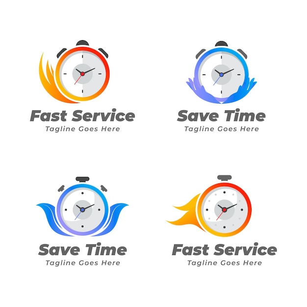 Free vector flat time logo collection