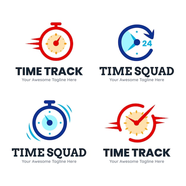 Flat time logo collection