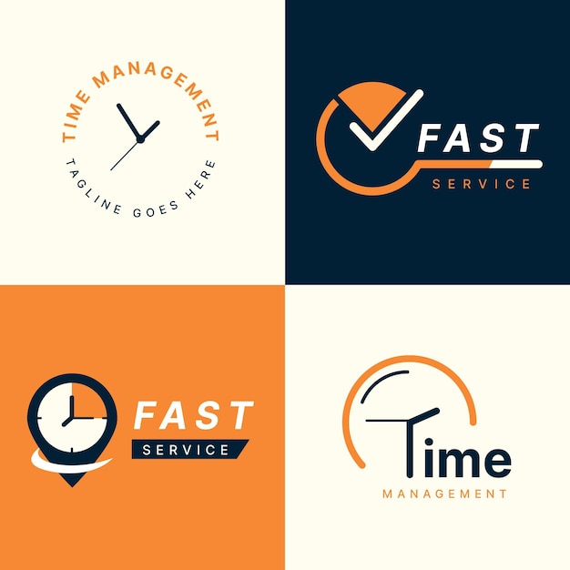 Flat time logo template collection