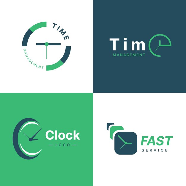 Коллекция шаблонов логотипа flat time