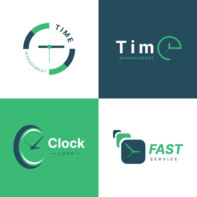 Flat time logo template collection