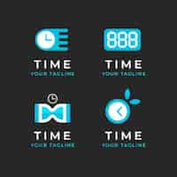 Free vector flat time logo templates collection