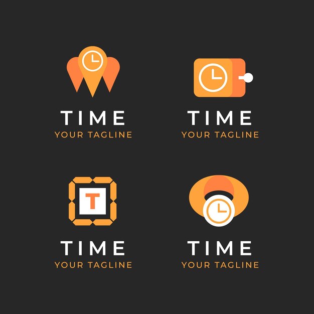 Flat time logo templates collection