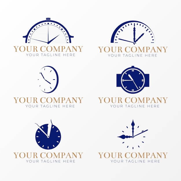 Free vector flat time logo templates collection