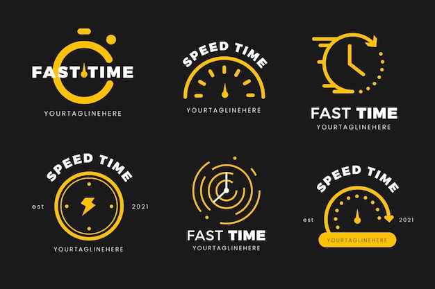 Бесплатное векторное изображение Коллекция шаблонов логотипов flat time