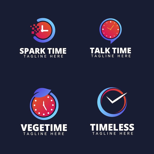 Free vector flat time logos collection