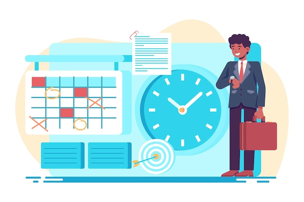 Free vector flat time management concept illustration