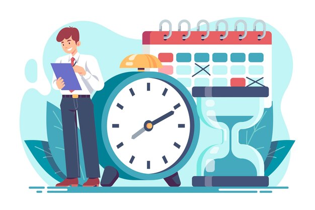 Flat time management concept illustration