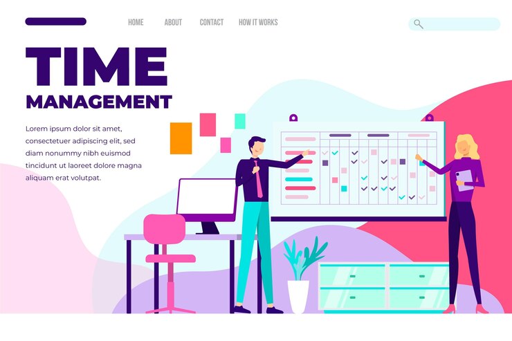 Free Vector flat time management web template