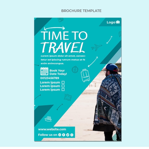 Brochure del tempo piatto per viaggiare