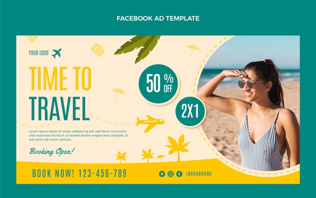 Free vector flat  time to travel facebook template