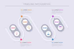 무료 벡터 다른 색상의 플랫 타임 라인 인포 그래픽