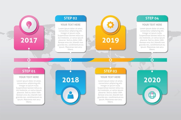 플랫 타임 라인 infographic 템플릿