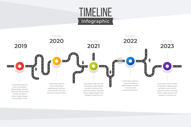 플랫 타임 라인 infographic 템플릿