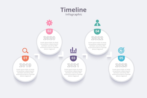 Flat timeline infographic template