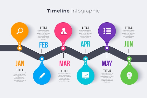 Modello di infografica timeline piatta