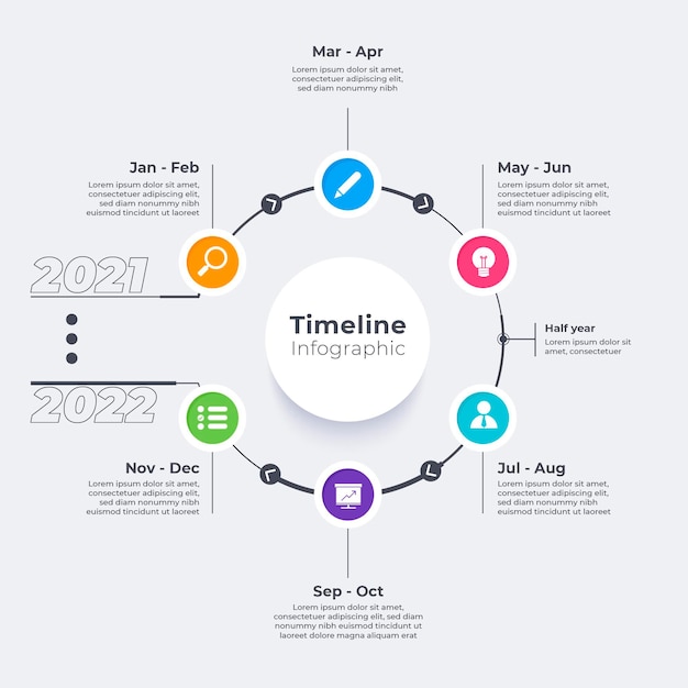 Flat timeline infographic template