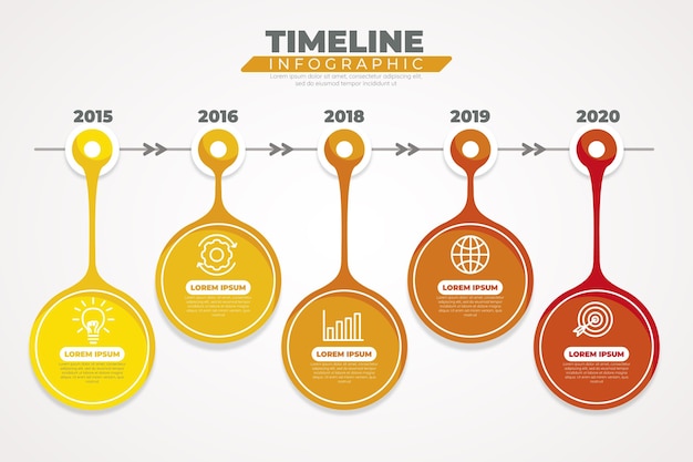 Modello di infografica timeline piatta