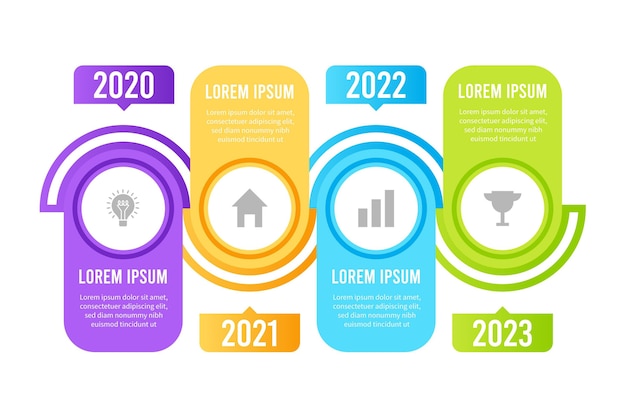 무료 벡터 플랫 타임 라인 infographic 템플릿