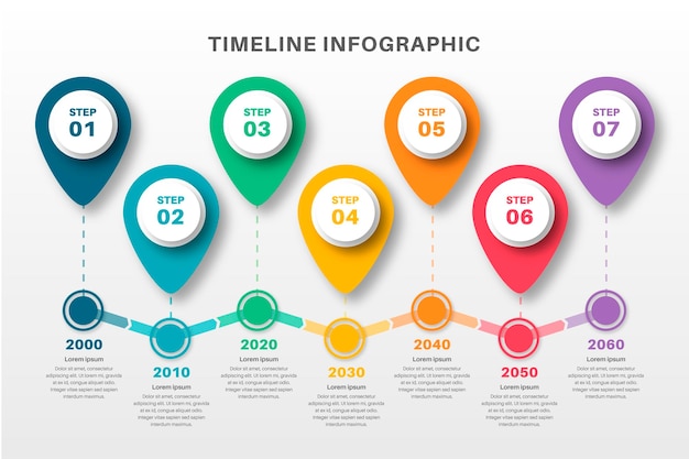 플랫 타임 라인 infographic 템플릿