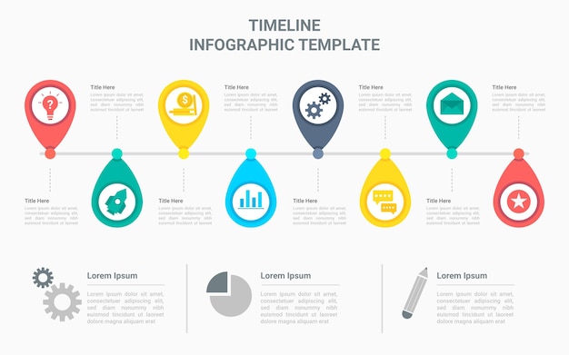 플랫 타임 라인 infographic 템플릿