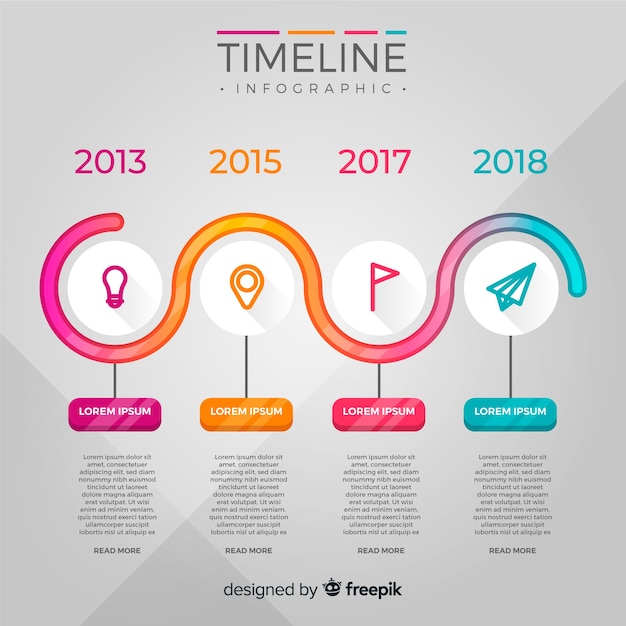 Flat timeline infographic free vector download