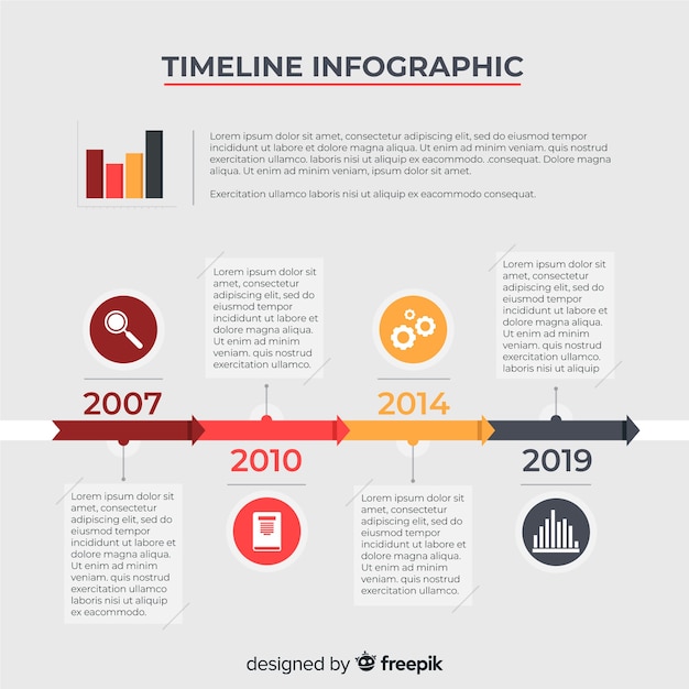 Free vector flat timeline infographic