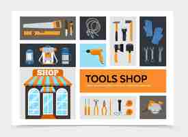 Free vector flat tools shop infographic concept