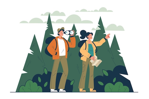 Flat tourists illustration