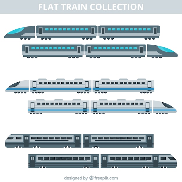 Free vector flat train collection