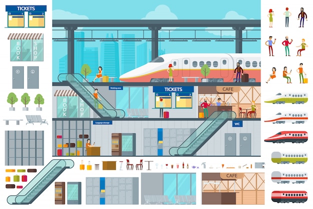 Concetto di infografica stazione ferroviaria piatta