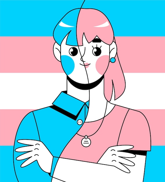 Flat transgender person illustrated