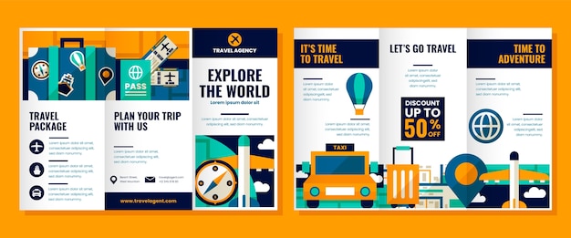 Free vector flat travel agency brochure template